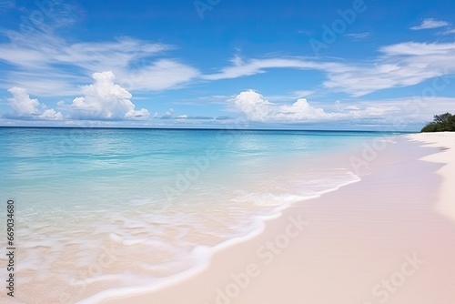 Crystal Clear Waters and White Sand Beach Landscape: Captivating Coastal Scenery