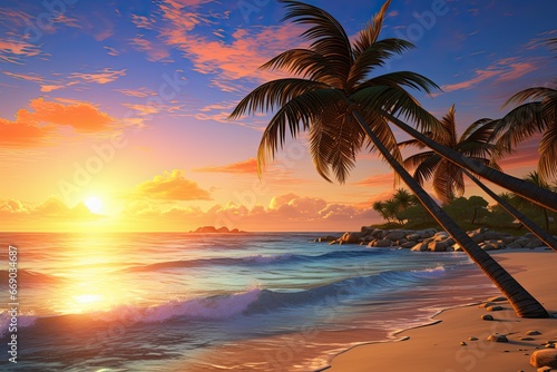 Beach Palm Tree Landscapes  Serene Views of Stunning Beach Scenery