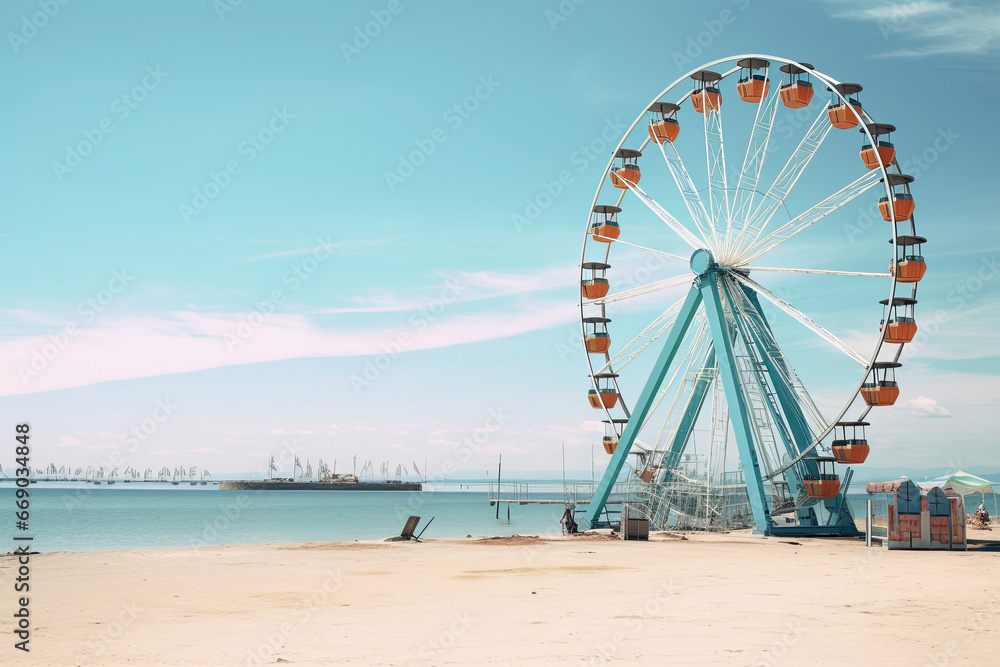 ferris wheel on the beach in the summer