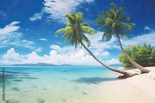 Beach Landscapes: Stunning Views of Beach Palm Trees Paint a Serene Picture © Michael