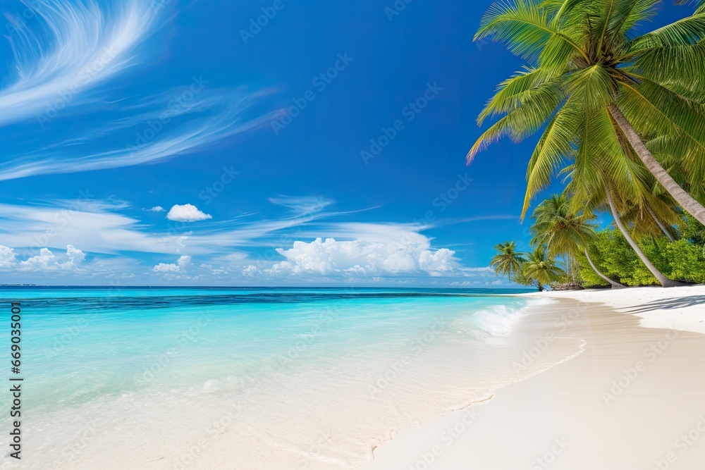 Beach Sea: Tropical Paradise Beach with White Sand and Coco Palms - A Serene Escape