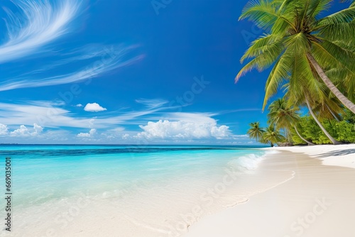 Beach Sea: Tropical Paradise Beach with White Sand and Coco Palms - A Serene Escape