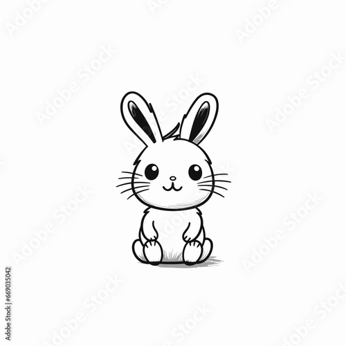 Rabbit hand-drawn illustration. Rabbit. Vector doodle style cartoon illustration