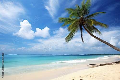 Beach View with Palm Tree: A Breathtaking Coastal Paradise