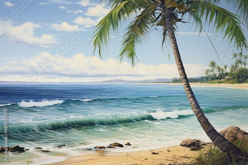 Beach View  Tranquil Palm Tree Oasis - Breathtaking Beach Scenery