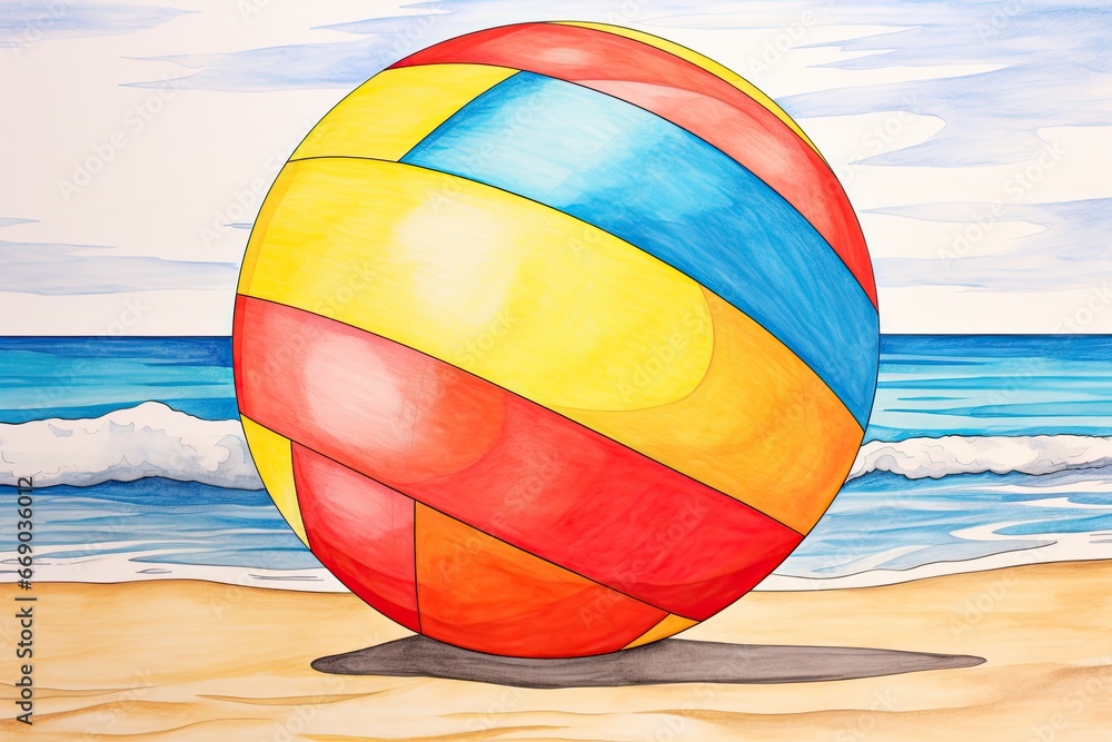 Fun and Joy: Brightly Colored Beach Ball Drawing for a Vibrant Summer Experience