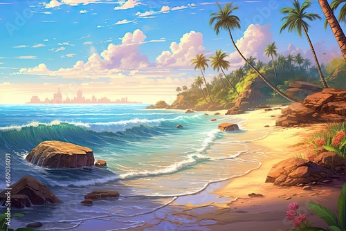 Captivating Beach Landscape Under the Warm Sun  A Scenic Beauty to Unwind