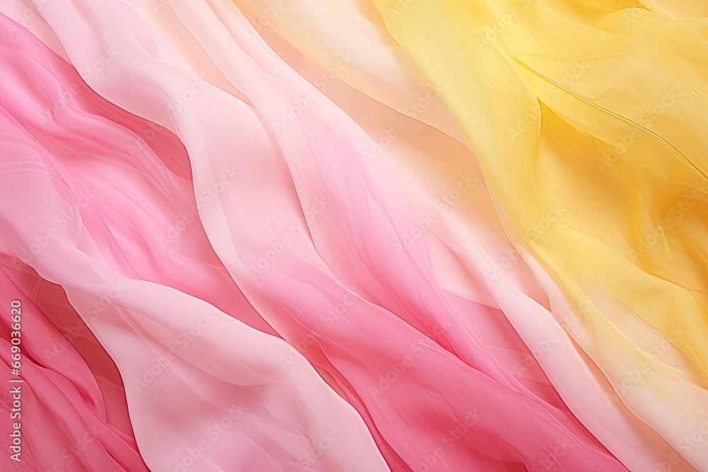 Chiffon Collage: Pink and Yellow Color Fabric for Backgrounds - Vibrant and Versatile Digital Image