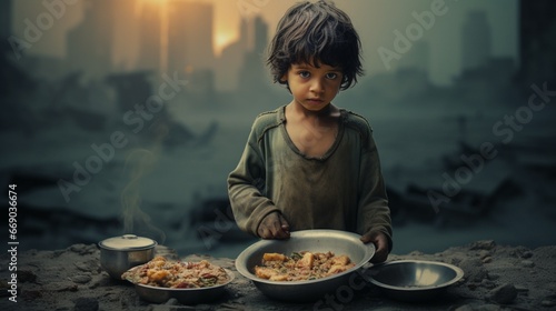 an image highlighting the issue of child malnutrition and its consequences. photo
