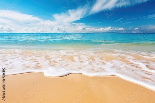 Closeup Sea Sand Beach: Inspire Tropical Beach Seascape Horizon - Mesmerizing Digital Image