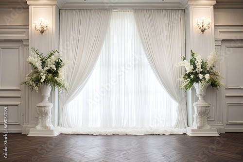 Wedding Perfection: Elegant White Silk Creates Luxurious Backdrop