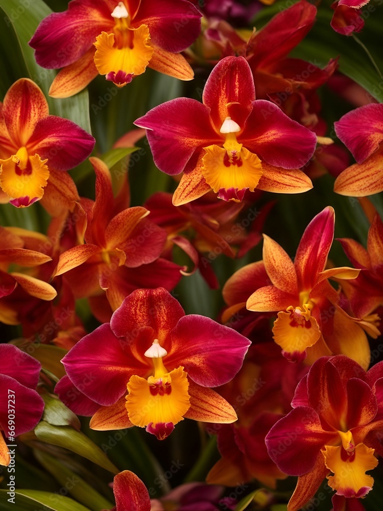 An AI illustration of flowers are grouped together with one another for color and texture An AI illustration of flowers are grouped together with one another for color and texture