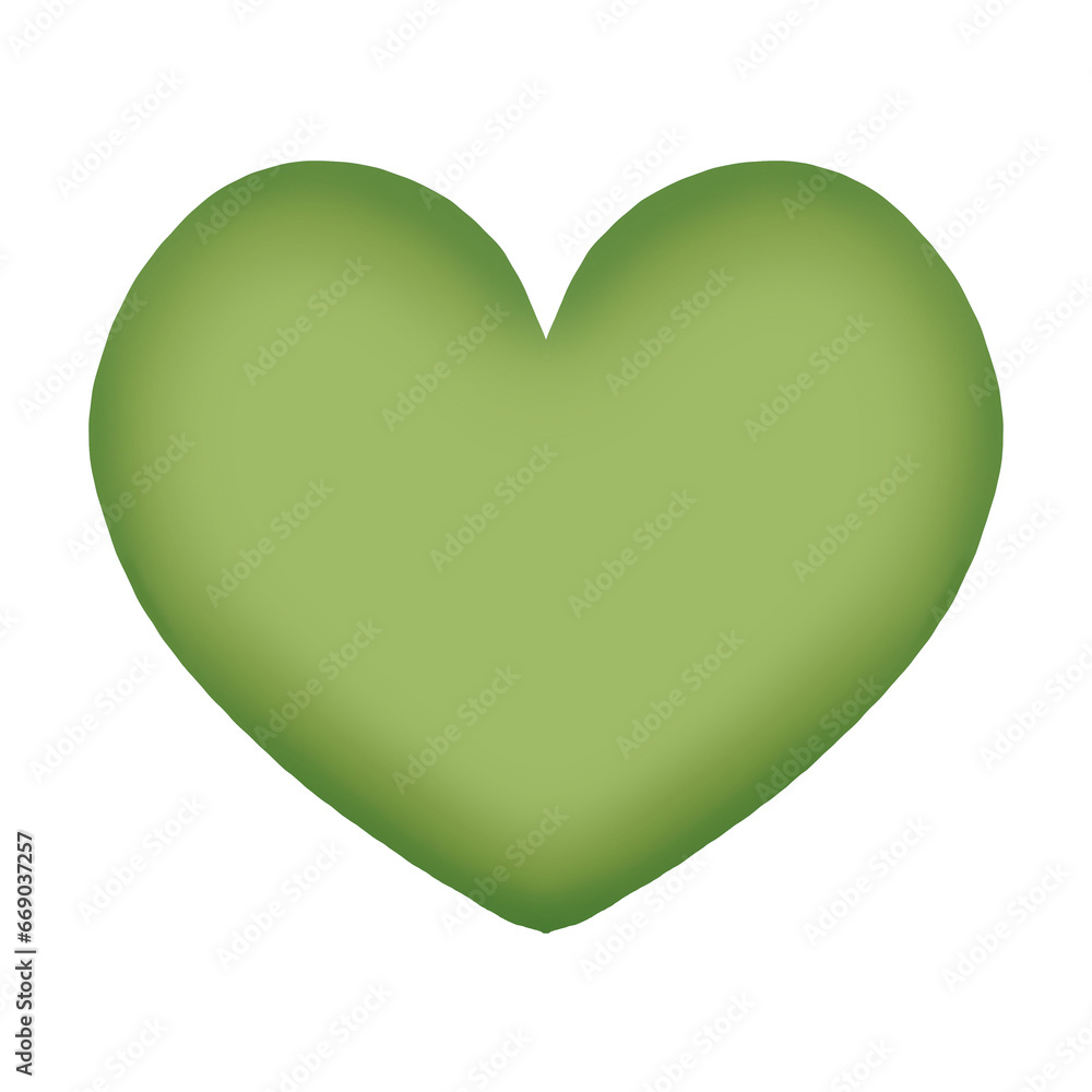 Three-dimensional pastel green heart drawing Three-dimensional pastel green heart drawing