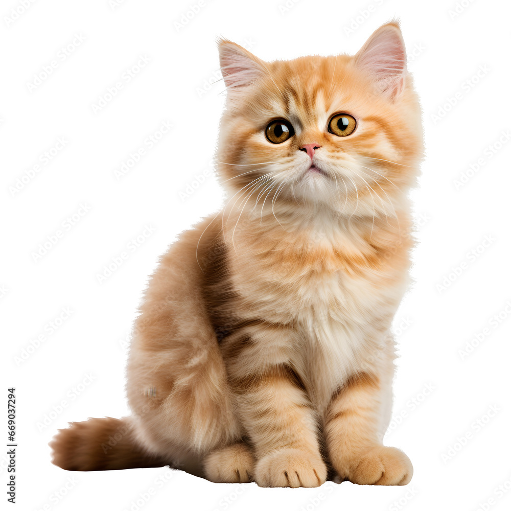 Cute munchkin cat, sitting kitten isolated on transparent background Generative AI