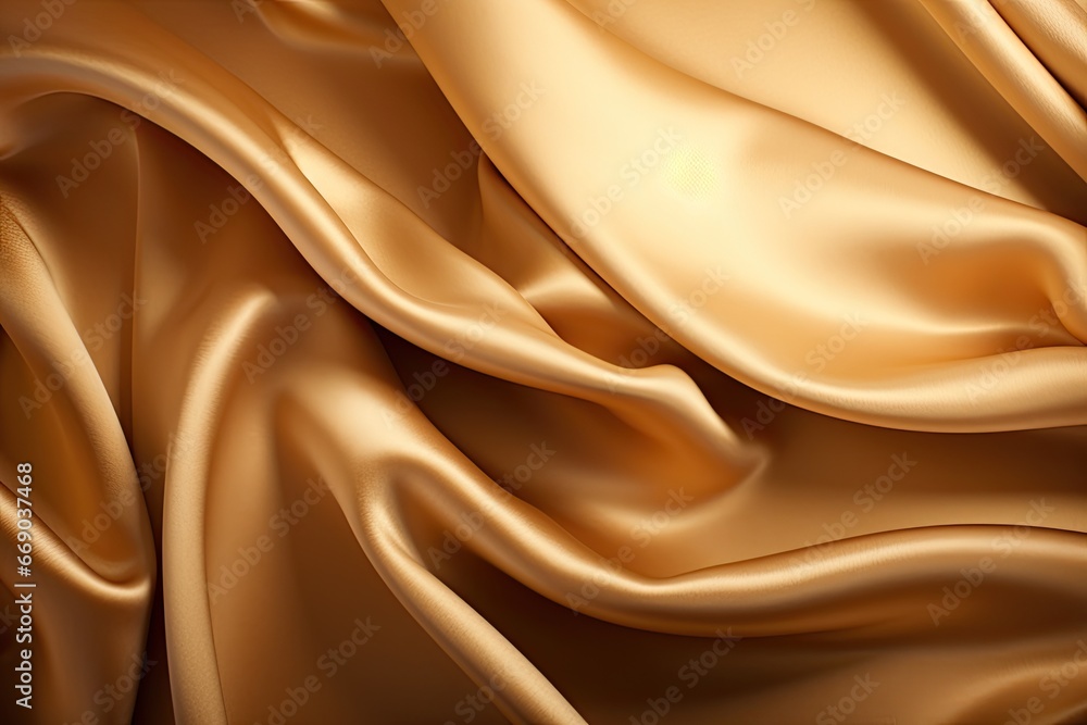 Fototapeta premium Golden Gala: Sepia Tones of Smooth Silk or Satin Luxury Cloth
