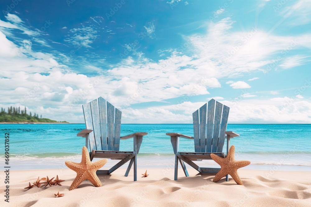 Fototapeta premium Vacation Vibes: Holiday Summer Beach Background for a Perfect Getaway