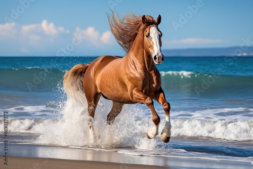 Horse Galloping Freely on the Beach: Embracing Freedom in Nature