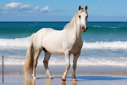 Horse On Beach: Captivating Beach Scene Featuring a Stunning Equine