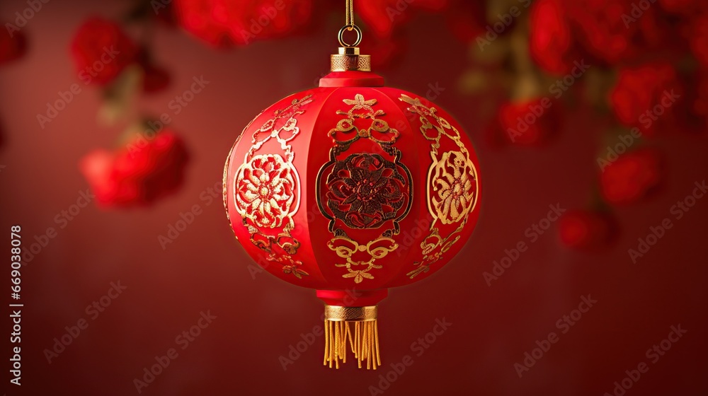 Chinese red lantern with red decoration Chinese new year style Chinese red lantern with red decoration Chinese new year style