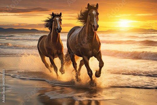 Horses Running on Beach: Capturing the Spirit of Freedom in Breathtaking Images © Michael
