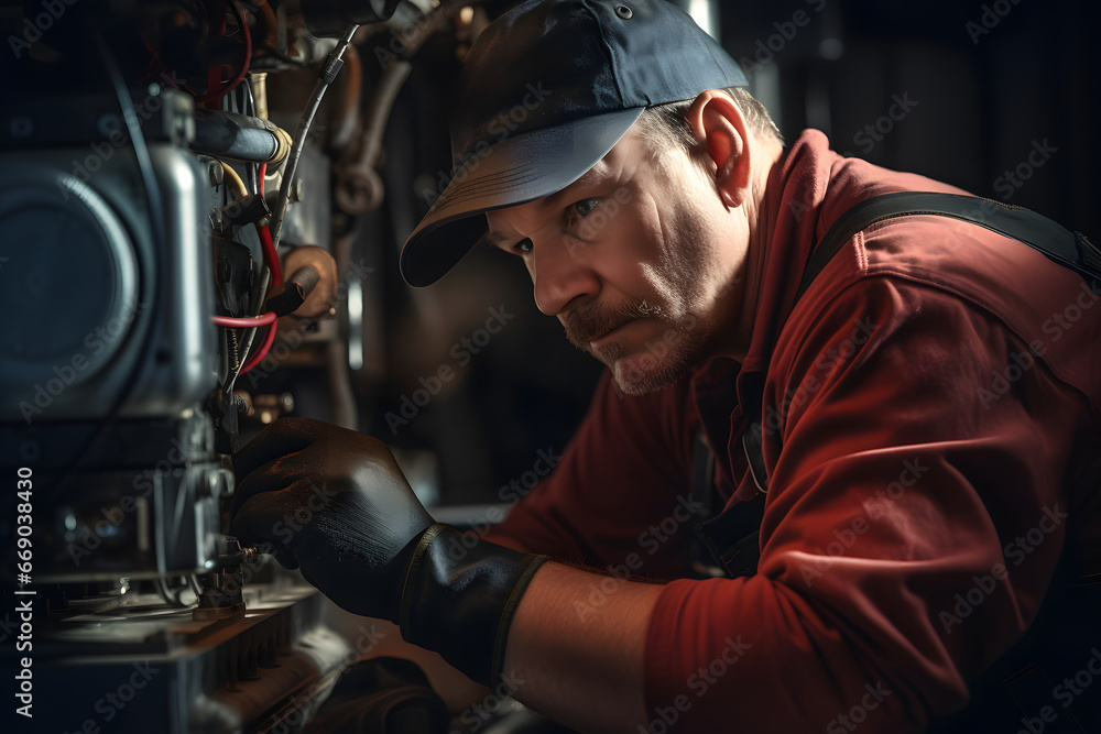 Close-up of a mechanic working in a workshop Close-up of a mechanic working in a workshop
