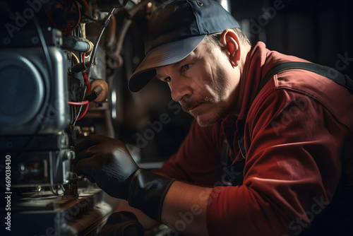 Close-up of a mechanic working in a workshop