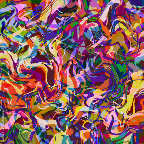 Abstract swirl marble layered pattern in bold bright colors Colorful dynamic curved wavy stripes © Olga