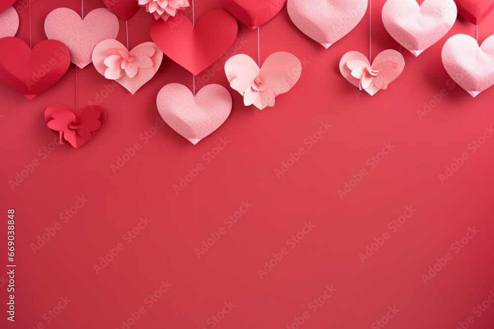 Valentine's Day Concept with Paper Heart Shapes, Can be used for birthday, anniversary, valentine's day, engagement concepts