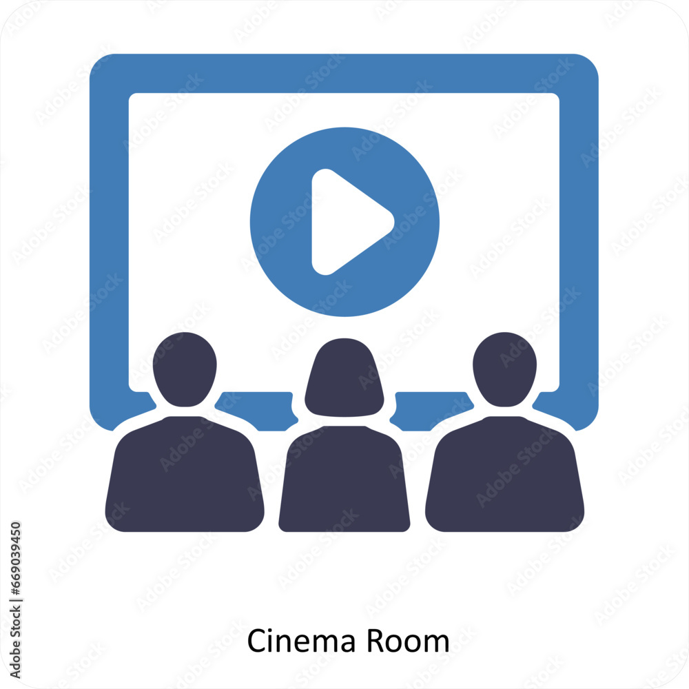 Cinema Room and auditoriam icon concept Cinema Room and auditoriam icon concept