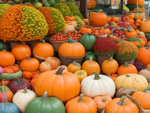 Autumn Market Bounty - Seasonal abundance and vibrant hues, perfect for fall, food, and harvest-themed visuals.