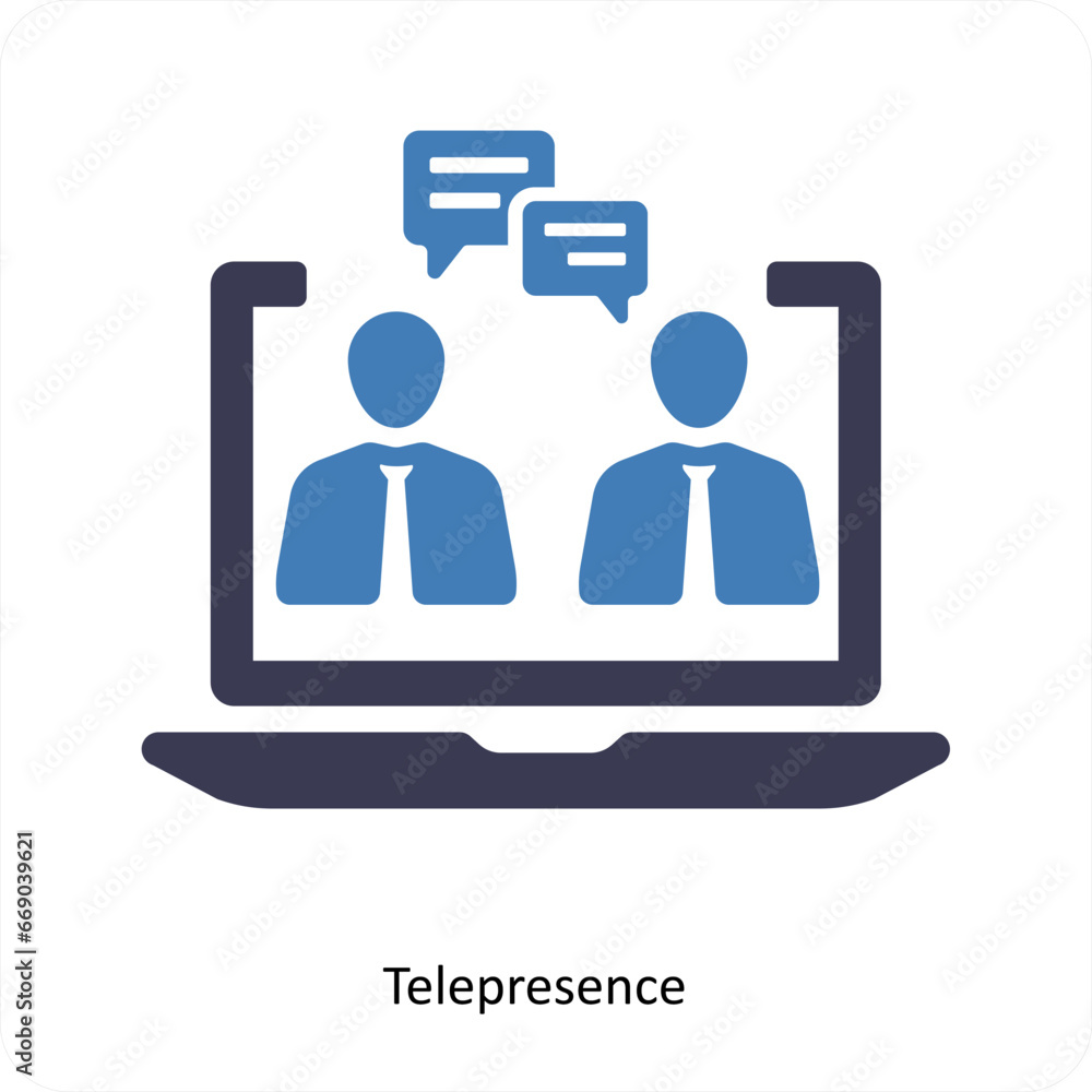 Telepresence and negotiations icon concept Telepresence and negotiations icon concept