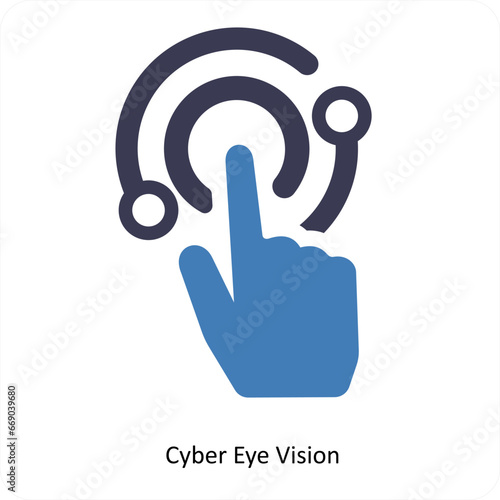 Cyber eye vision and motion icon concept