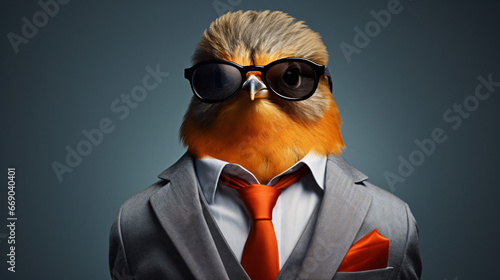 Bird dressed in business