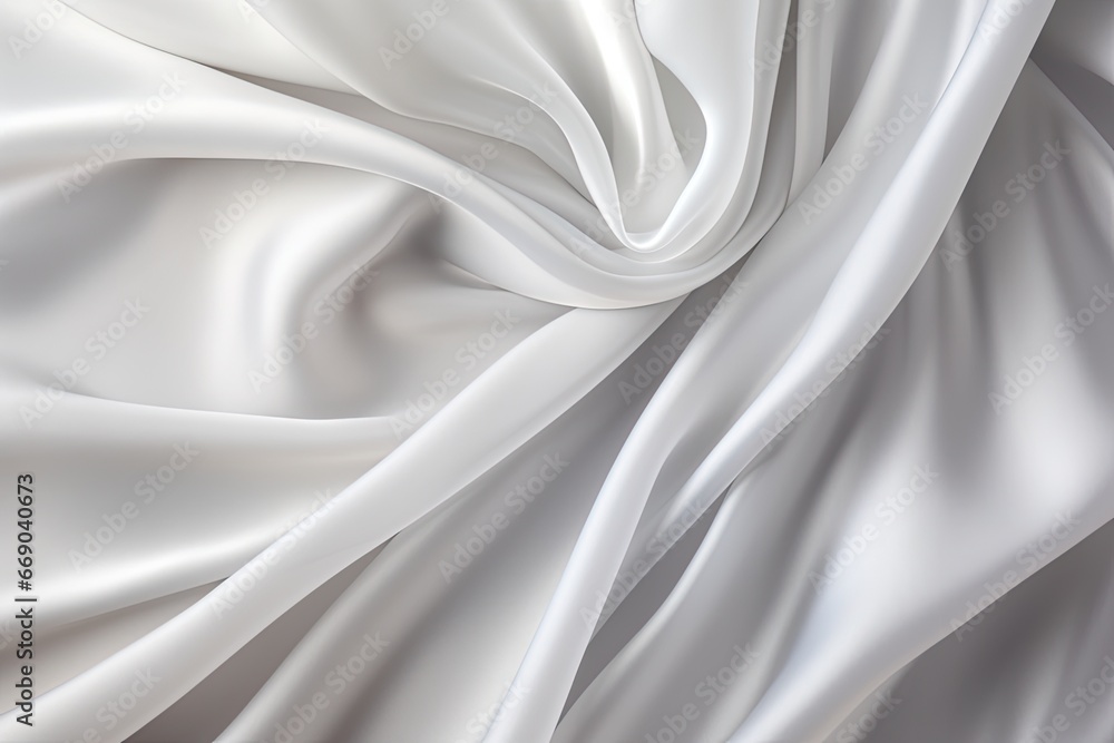 Silver Haze: Soft Blur Pattern on White Gray Satin Fabric - Digital Image