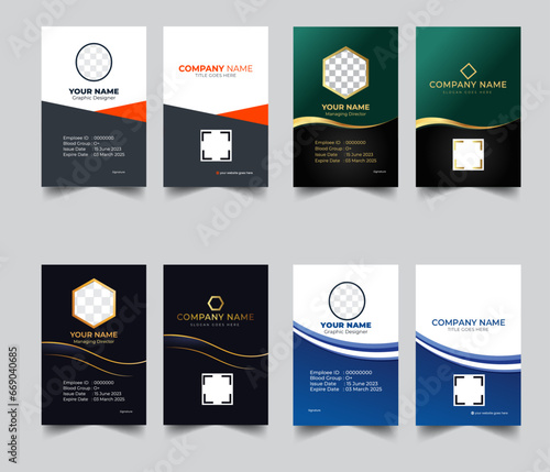 modern creative modern set school ID Card Design, Business identity template, employee, professional corporate company vector id card, hospital, press, office identification card in illustrator