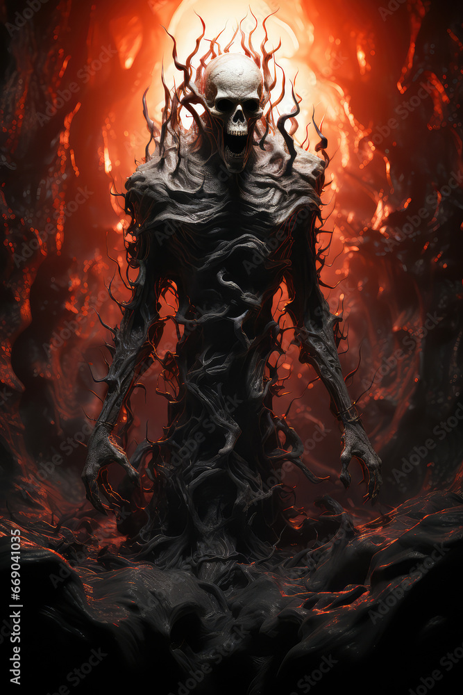 Whispers from Beyond: An Abstract Poster Illustration Embodying the Sinister Forms of a Demon, Skull, or Ghost - Generative AI Whispers from Beyond: An Abstract Poster Illustration Embodying the Sinister Forms of a Demon, Skull, or Ghost - Generative AI