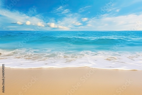 Soft Wave of Blue Ocean on Sandy Beach - Wide Panorama Beach Background Concept Image