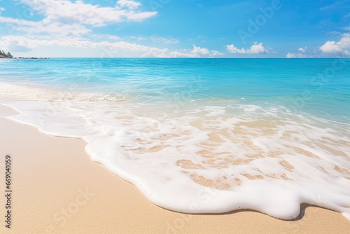 Soft Wave of Blue Ocean: A Tranquil Scene of Sandy Beach Bliss © Michael