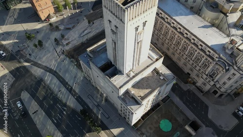 Aerial view of Queensway Tunnel Ventilation Tower in Liverpool, England, UK photo