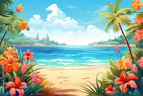 Summer Holiday Beach Background: Tropical and Refreshing - Vibrant Scenery for Your Vacation Dreams