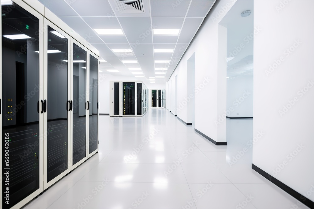 Fototapeta premium server technology datum network computer information rack room hardware system connection database center business web security service storage communication industry generative ai