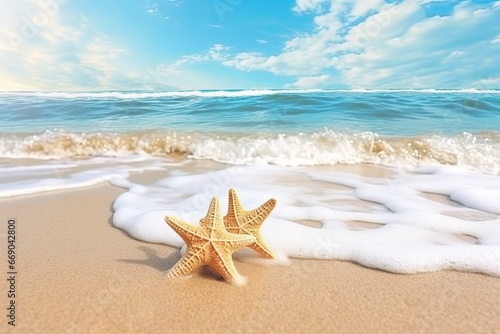 Wave of the Sea on the Sand Beach: Tropical Holiday Beach Banner Image
