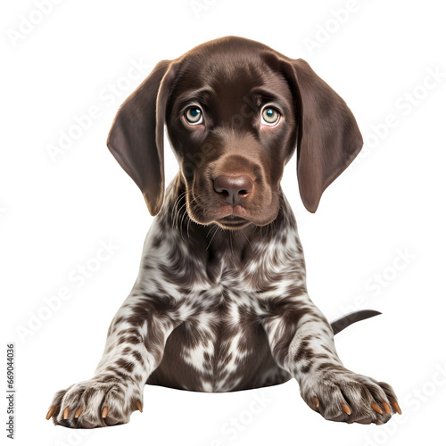 Cute german shorthaired pointer puppy, dog isolated on transparent background Generative AI