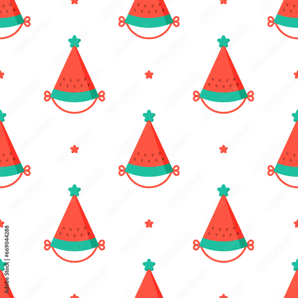 Cute Party hats seamless pattern on white background. Cute Party hats seamless pattern on white background.