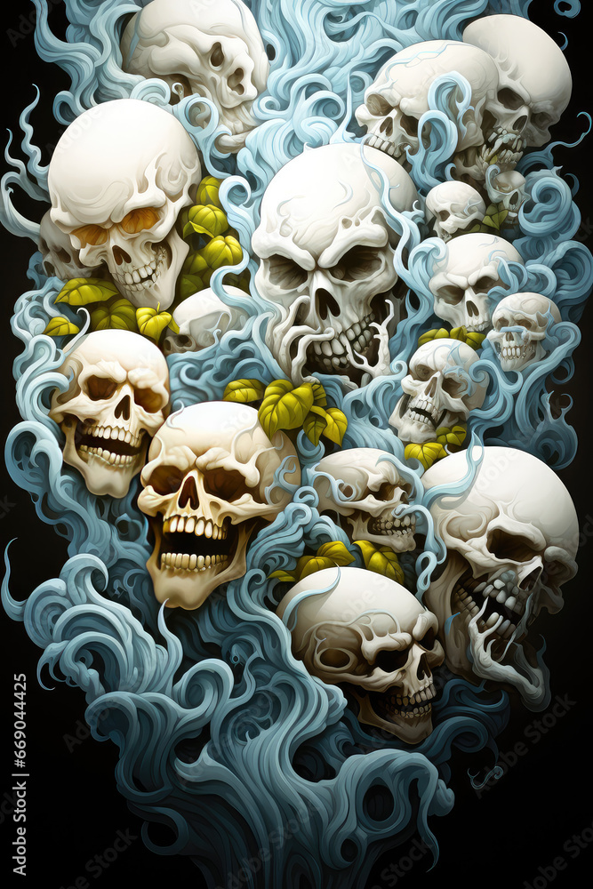 Whispers from Beyond: An Abstract Poster Illustration Embodying the Sinister Forms of a Demon, Skull, or Ghost - Generative AI Whispers from Beyond: An Abstract Poster Illustration Embodying the Sinister Forms of a Demon, Skull, or Ghost - Generative AI