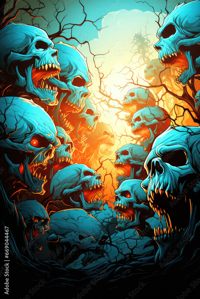 Whispers from Beyond: An Abstract Poster Illustration Embodying the Sinister Forms of a Demon, Skull, or Ghost - Generative AI Whispers from Beyond: An Abstract Poster Illustration Embodying the Sinister Forms of a Demon, Skull, or Ghost - Generative AI