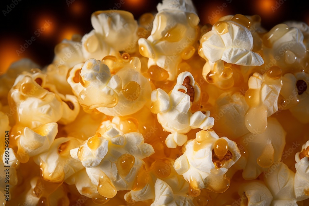 a macro image of a texture of freshly cooked yellow crispy popcorn with caramel or salt. Close-up. filling the frame. a macro image of a texture of freshly cooked yellow crispy popcorn with caramel or salt. Close-up. filling the frame.