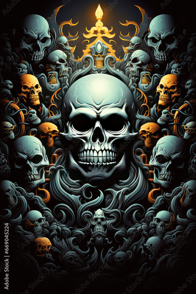 Whispers from Beyond: An Abstract Poster Illustration Embodying the Sinister Forms of a Demon, Skull, or Ghost - Generative AI Whispers from Beyond: An Abstract Poster Illustration Embodying the Sinister Forms of a Demon, Skull, or Ghost - Generative AI