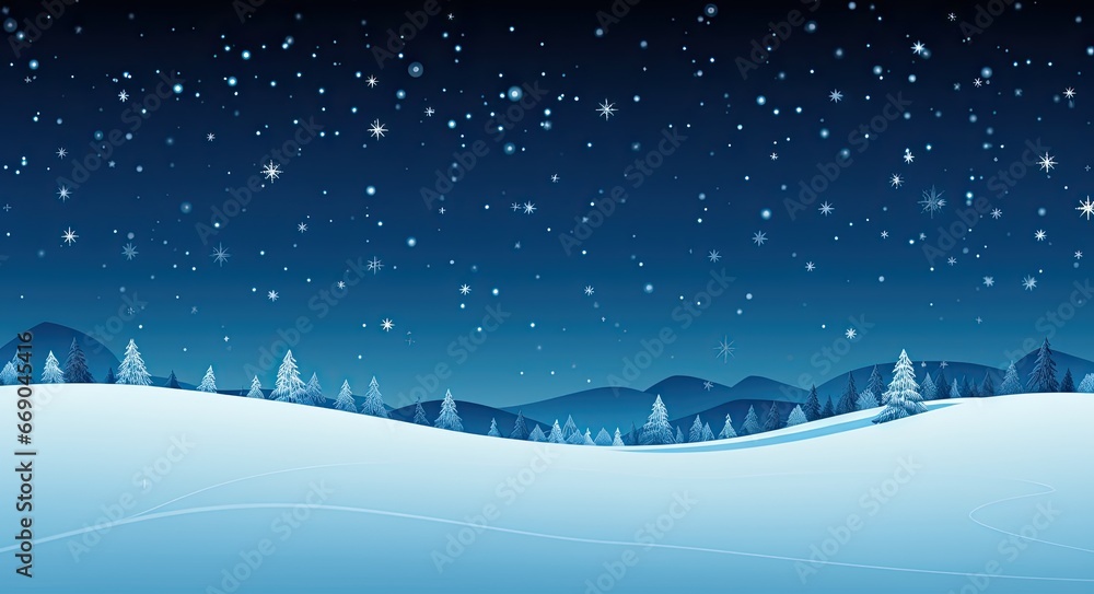 Fototapeta premium a blue snow flies over christmas, in the style of flat, backgrounds