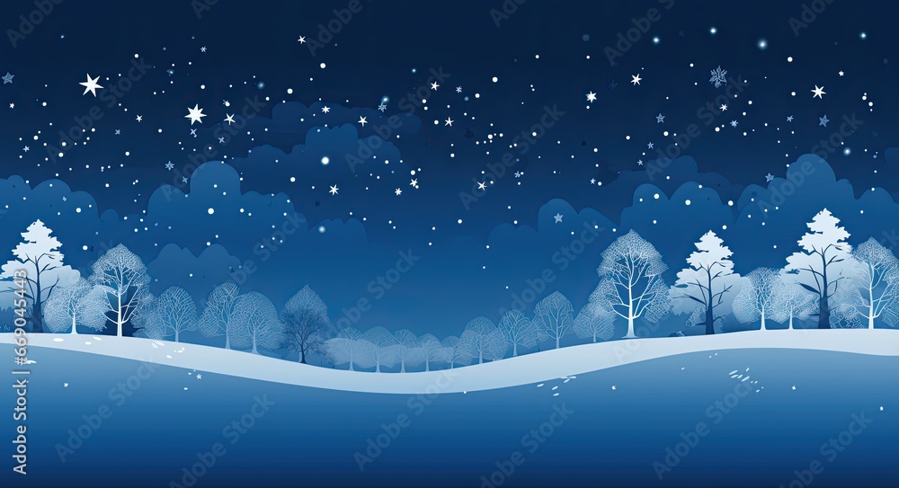 Fototapeta premium a blue snow flies over christmas, in the style of flat, backgrounds